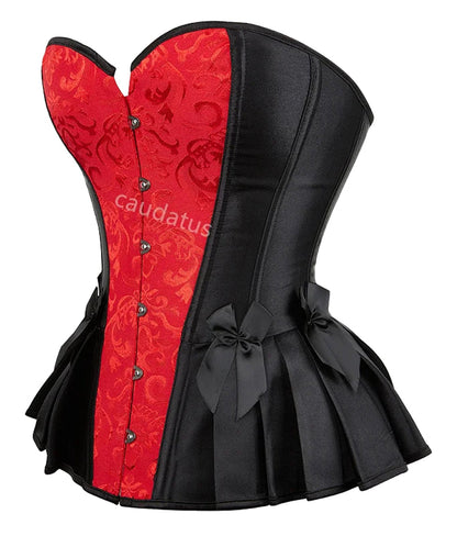 Stylish blue steampunk corset top with intricate design and flared skirt for a fashionable look