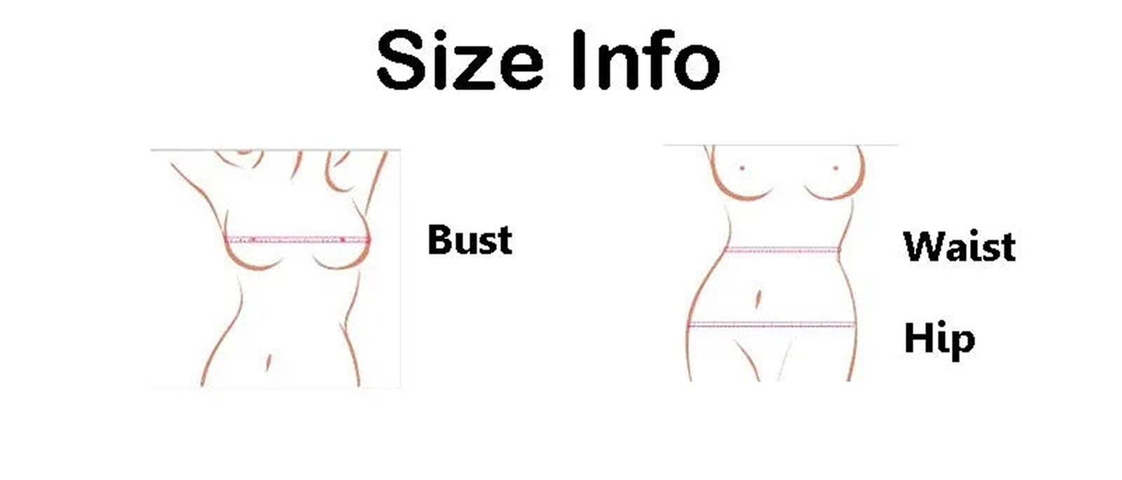 Size info chart for blue steampunk corset top showing bust, waist, and hip measurements