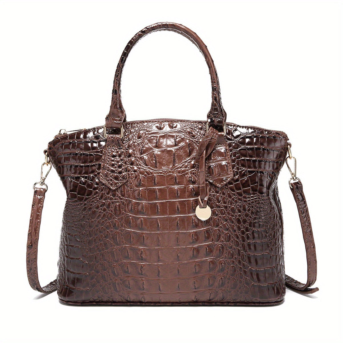 Crocodile Embossed Womens Handbag Chic Satchel