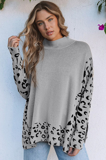 Khaki Leopard Oversized Sweater