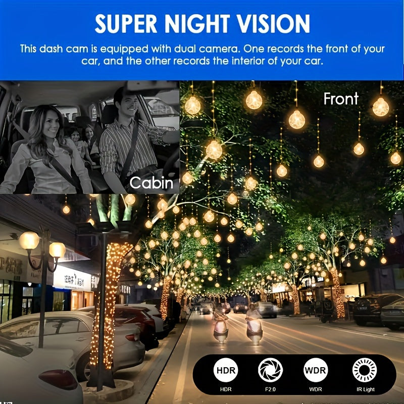 Dual Camera Dash Cam For Cars With 64gb Card