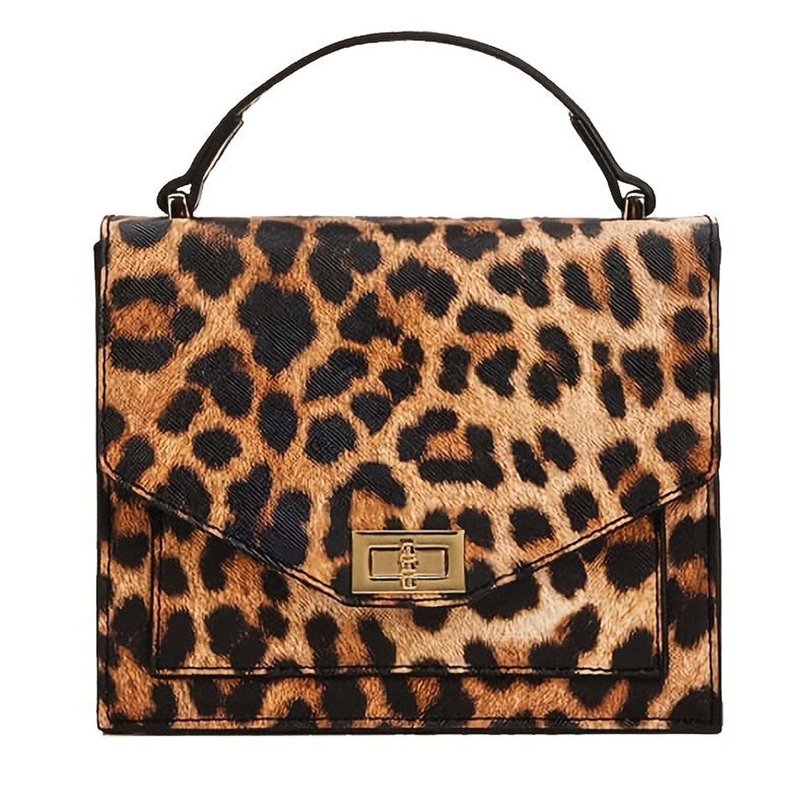 Leopard Print Vintage Clutch Handbag Front View