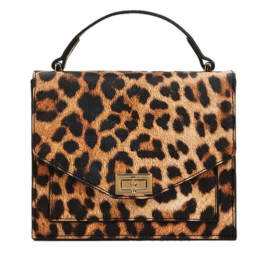 Leopard Print Vintage Clutch Handbag Front View