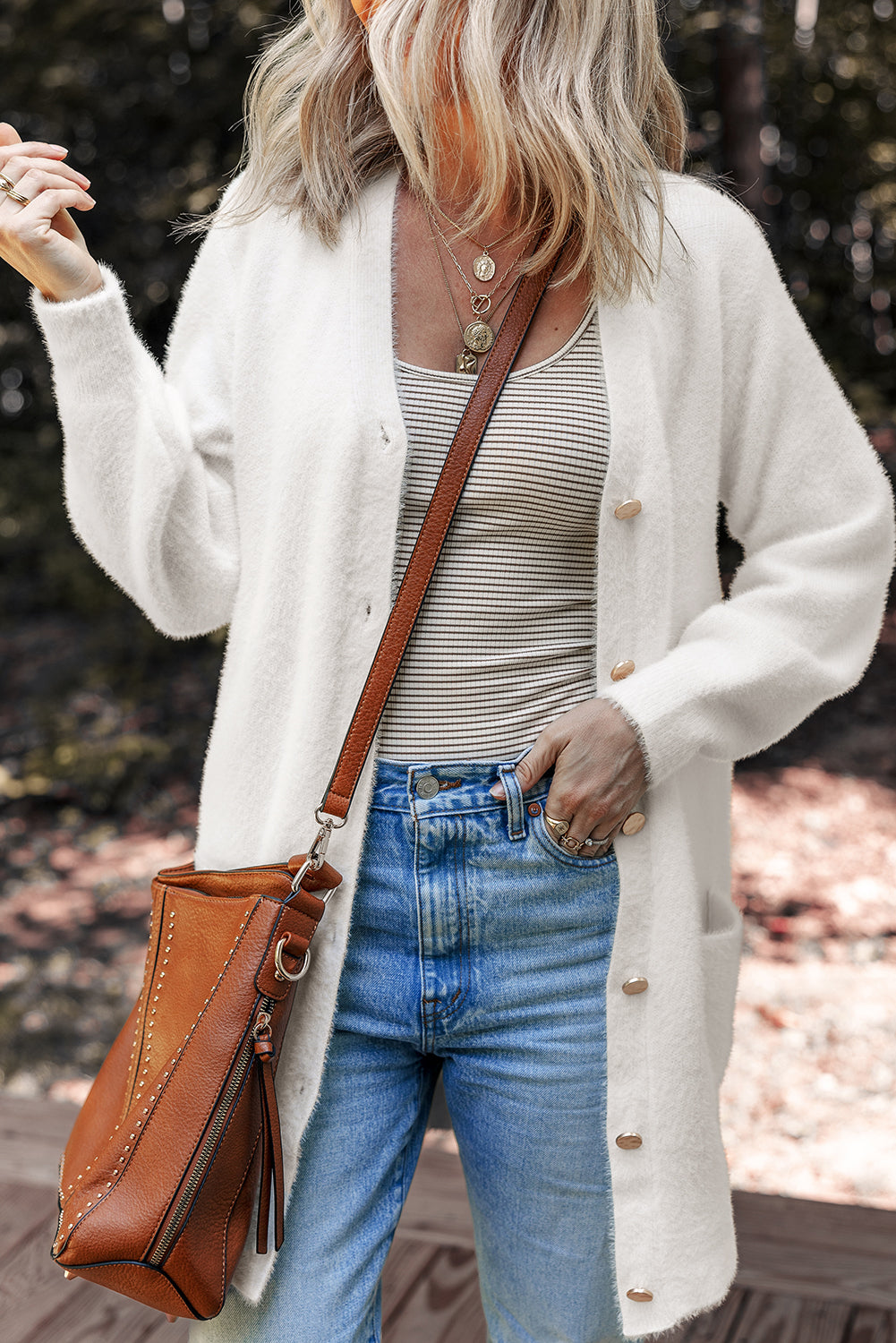 Dear-Lover Smoke Gray Fuzzy Cardigan For Cozy Style