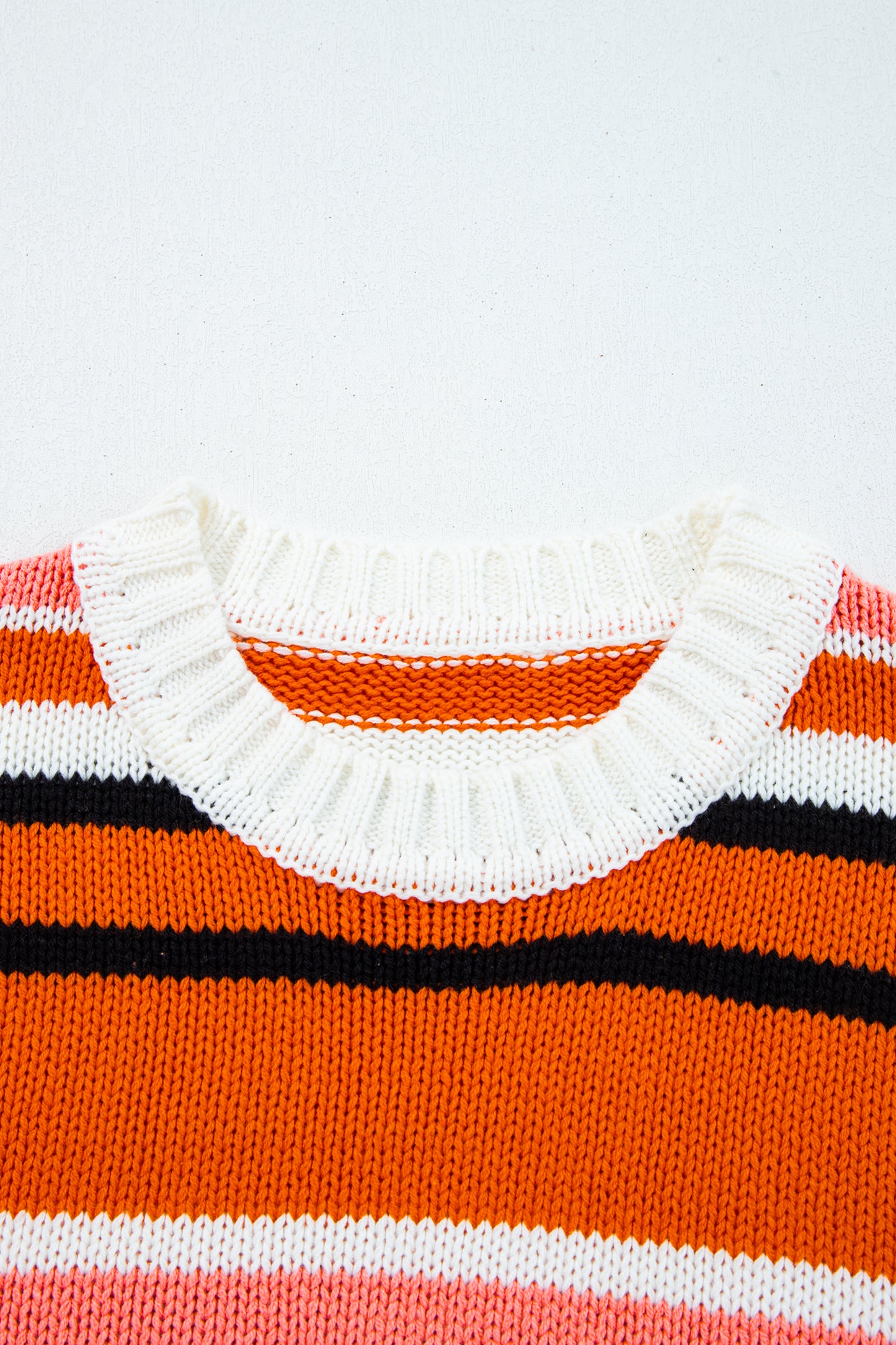 Orange Stripe Cropped Sweater For Trendy Style