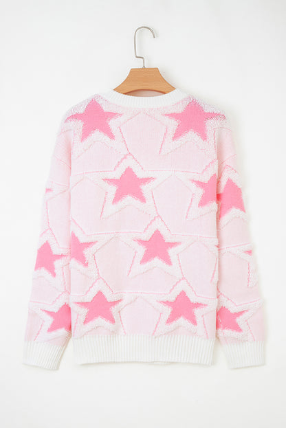 Pink Star Oversized Sweater For Cozy Style