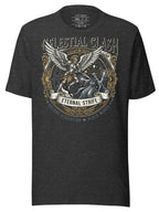 Celestial Clash Eternal Strife Graphic Tees T Shirt with Vintage Angel and Battle Design