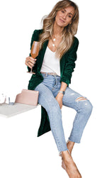 Yellow Velvet Duster Coat For Trendy Looks