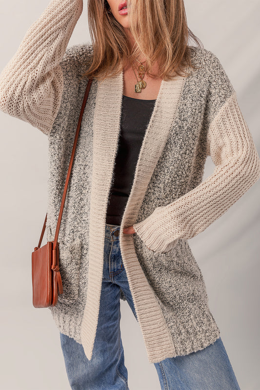 Color Block Open Front Cardigan