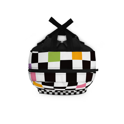 LuckeLadybug checkered backpack for teens with multi-colored check pattern and dual straps