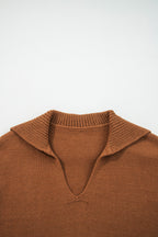 Chestnut v neck sweater for women featuring a stylish collar and soft texture