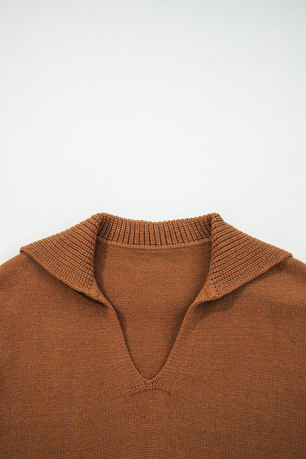 Chestnut v neck sweater for women featuring a stylish collar and soft texture