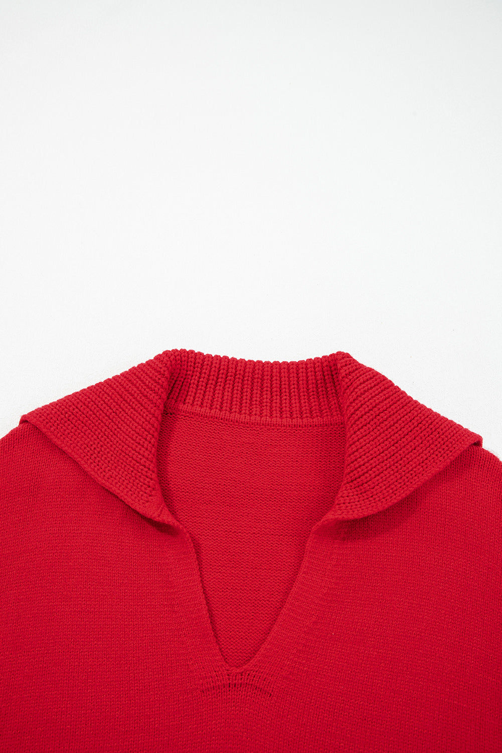 Chestnut v neck sweater for women with a stylish collar design in a vibrant red color