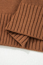 Chestnut v neck sweater for women with ribbed texture and soft fabric detail