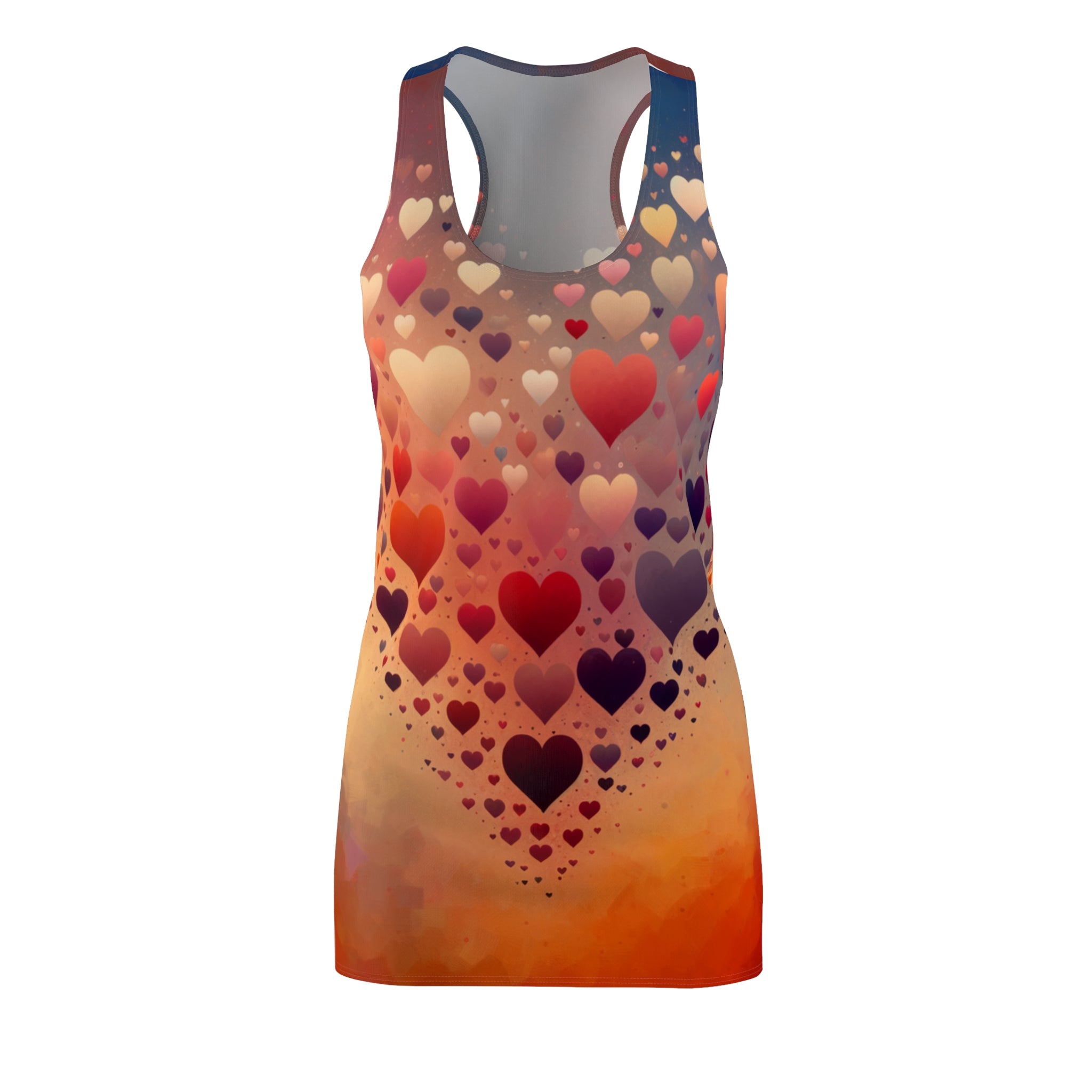 luckeladybug chic summer racerback dress with multicolor gradient and heart pattern design