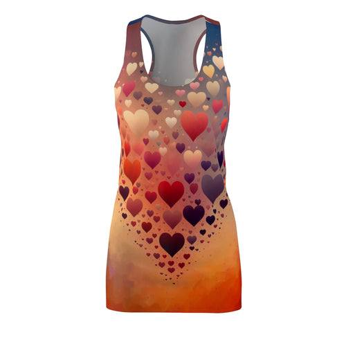 luckeladybug chic summer racerback dress with multicolor gradient and heart pattern design