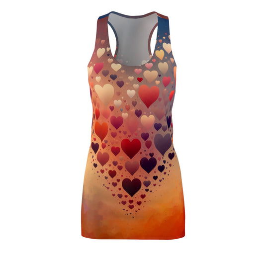 luckeladybug chic summer racerback dress with multicolor gradient and heart pattern design