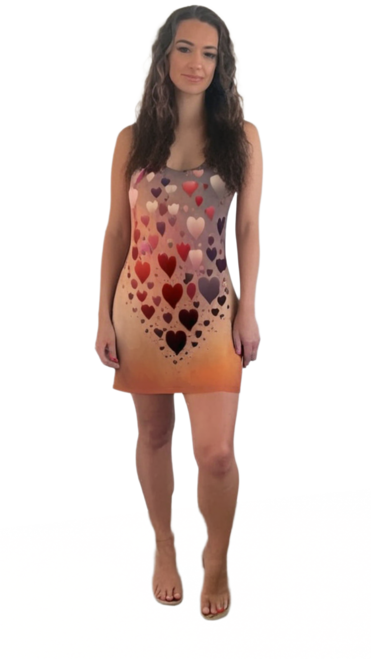 Chic summer racerback dress by luckeladybug with gradient heart pattern in warm tones