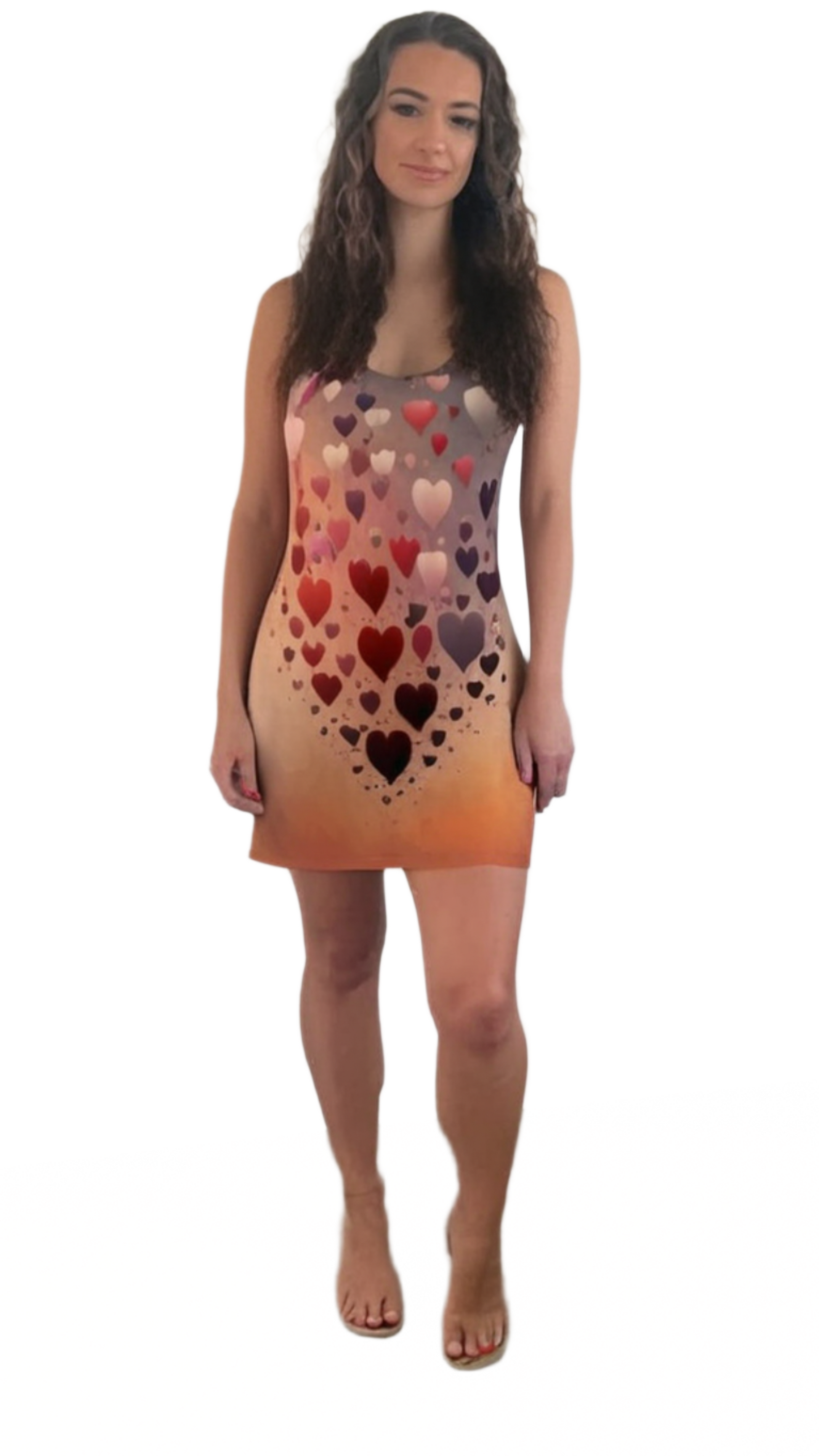 Chic summer racerback dress by luckeladybug with gradient heart pattern in warm tones