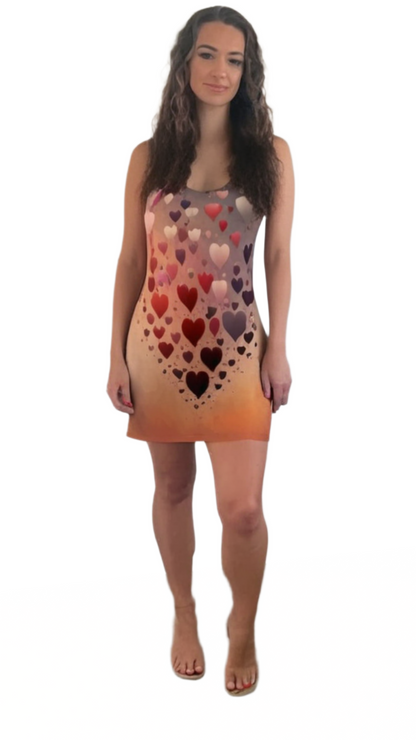 Chic summer racerback dress by luckeladybug with gradient heart pattern in warm tones