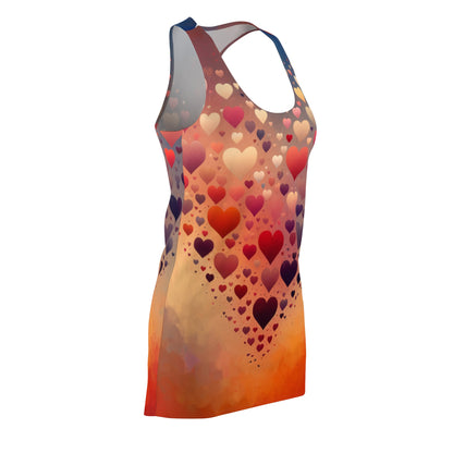 luckeladybug chic summer racerback dress with colorful heart pattern and orange gradient