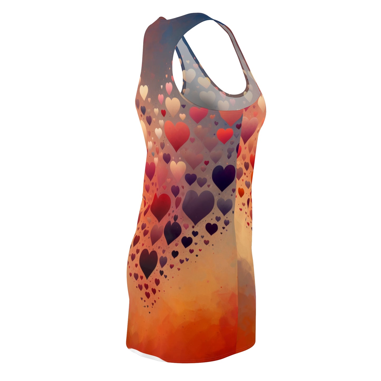Luckeladybug chic summer racerback dress with gradient orange and heart pattern design