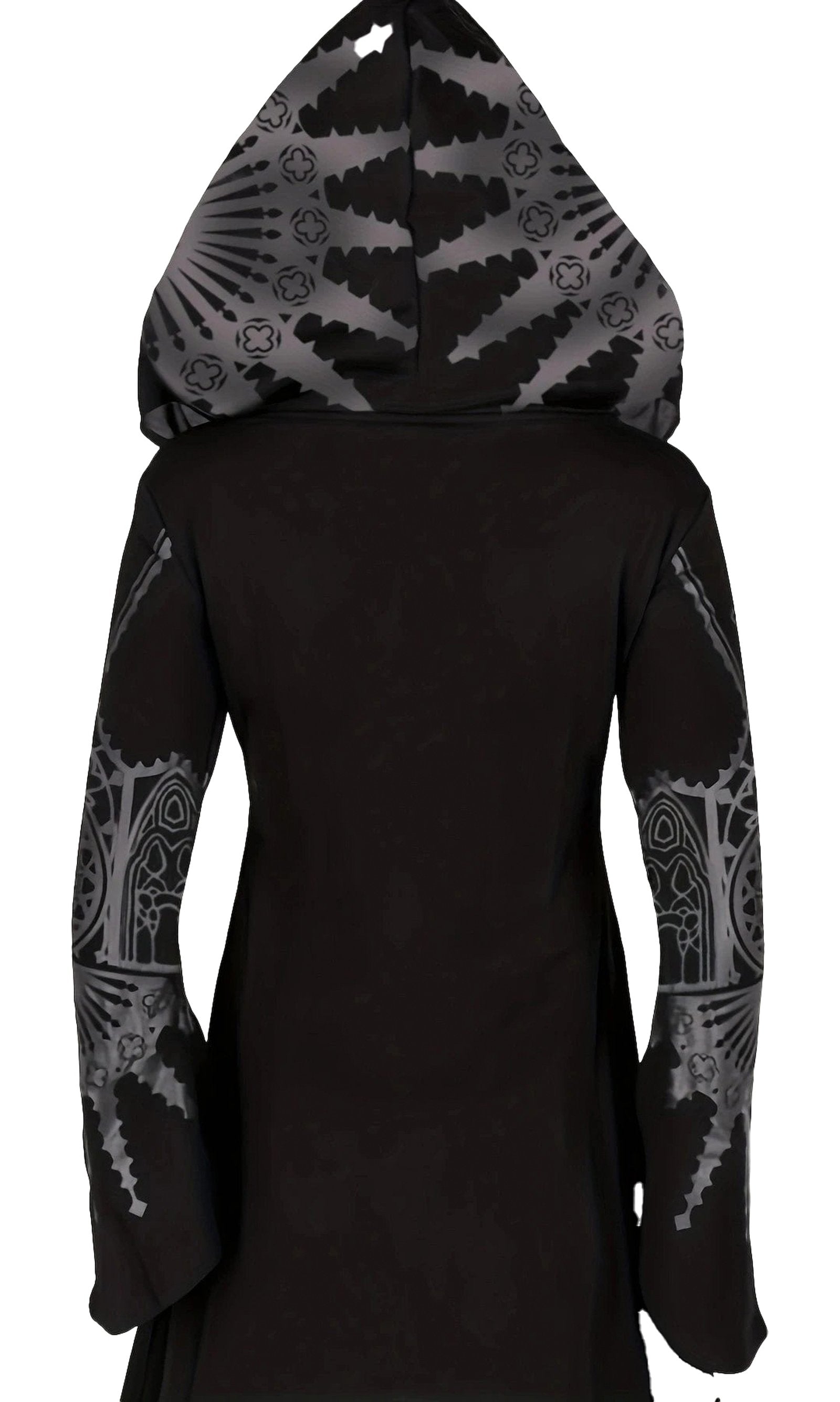 Chic womens hoodie with unique graphic design and long sleeves for stylish layering