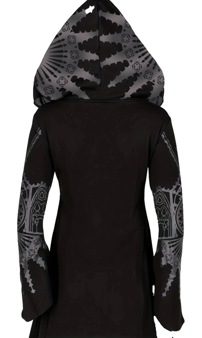 Chic womens hoodie with unique graphic design and long sleeves for stylish layering