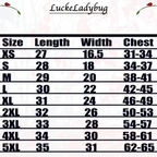 LuckeLadybug LLC Size Chart for Chipotle Shirt in Various Sizes