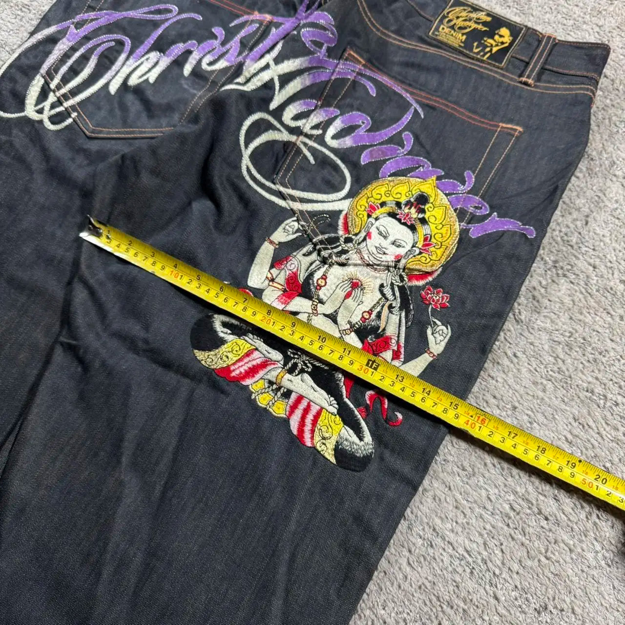 LuckeLadybug LLC Y2K baggy jeans for women featuring unique embroidery and stylish design details