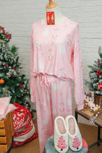 LuckeLadybug LLC Christmas pajamas in pink with nutcracker designs for cozy holiday wear