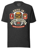LuckeLadybug Drive-In T-Shirt with burger and fries graphic, perfect for fast food near me enthusiasts