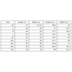 Size chart for LuckeLadybug Classic Fly Fishing T-Shirt for Men showing measurements in inches and centimeters