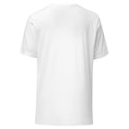 Back view of a plain white Classic Fly Fishing T-Shirt for Men by LuckeLadybug LLC
