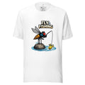 Funny Classic Fly Fishing T-Shirt for Men featuring a cartoon fly fishing for a fish