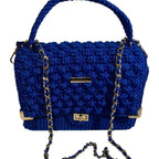 ThreadsByHannah Blue Clutch with Chain Strap and Textured Design, a stylish coach handbag purse