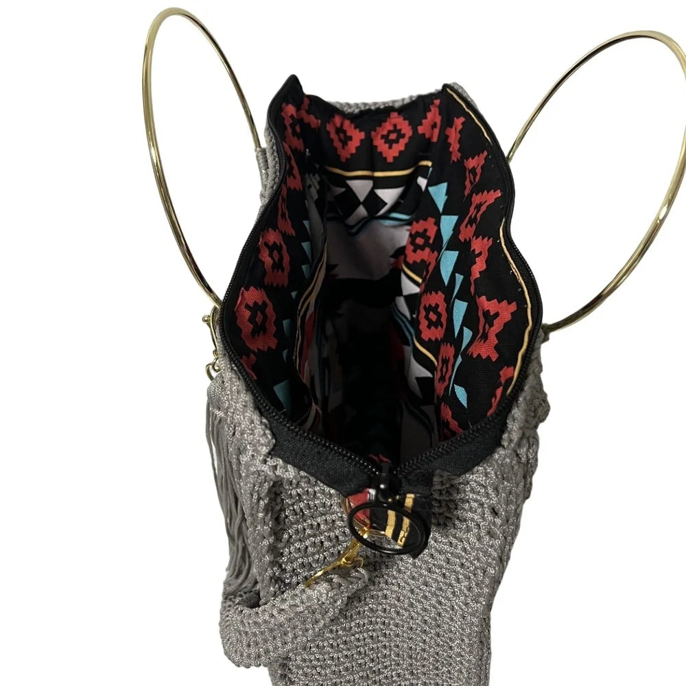 ThreadsByHannah Tote with interior pattern, designed as a stylish coach purse shoulder bag