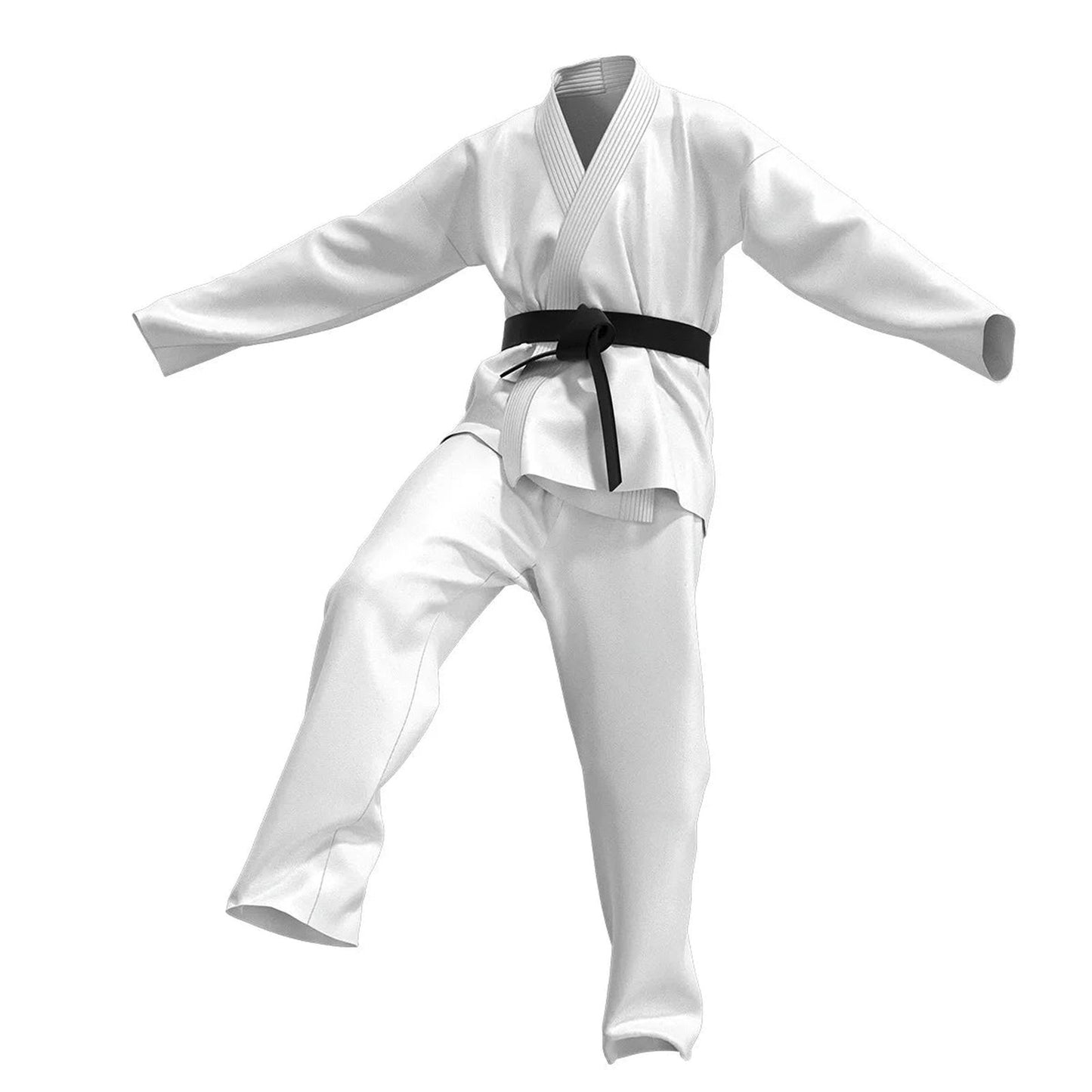 Cobra Kai karate costume for kids featuring a white gi with a black belt for martial arts fun