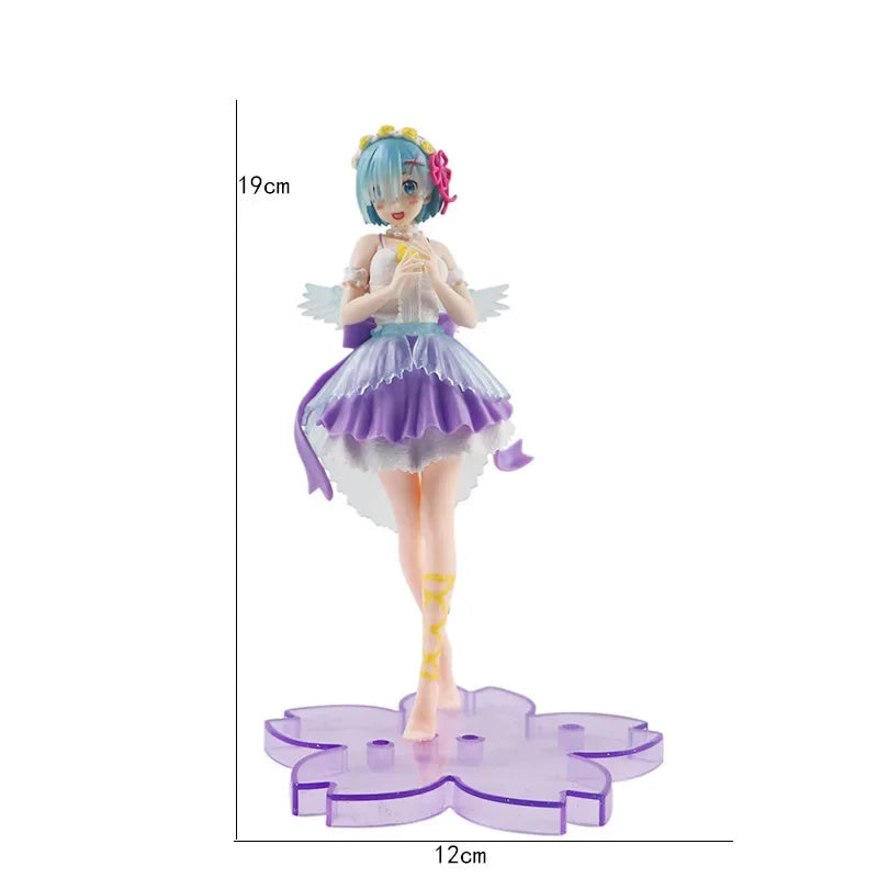 LuckeLadybug collectible figure of a character with blue hair and angelic wings standing on a purple flower base