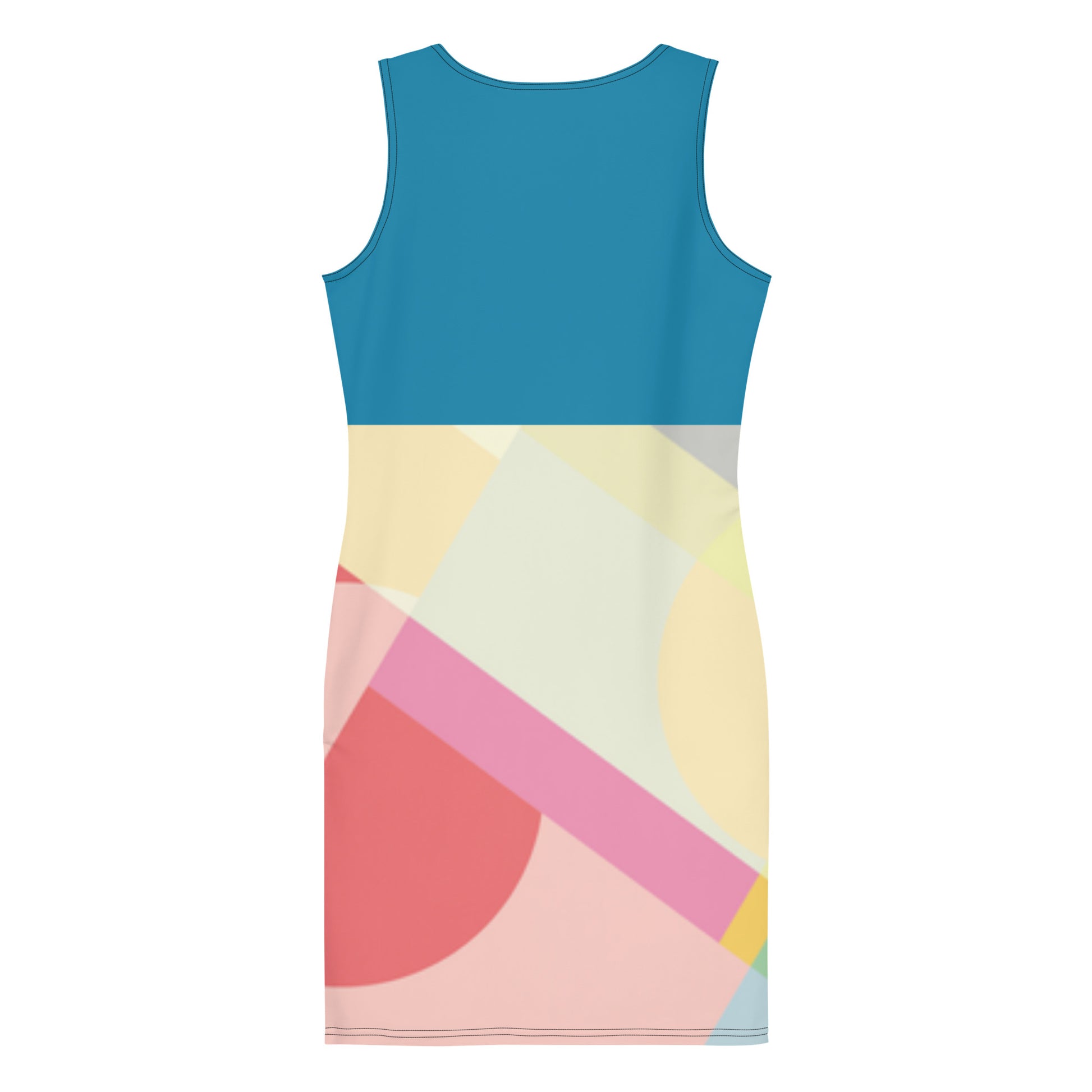 LuckeLadybug sleeveless elegant bodycon dress for women with color block geometric pattern