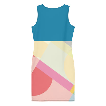 LuckeLadybug sleeveless elegant bodycon dress for women with color block geometric pattern