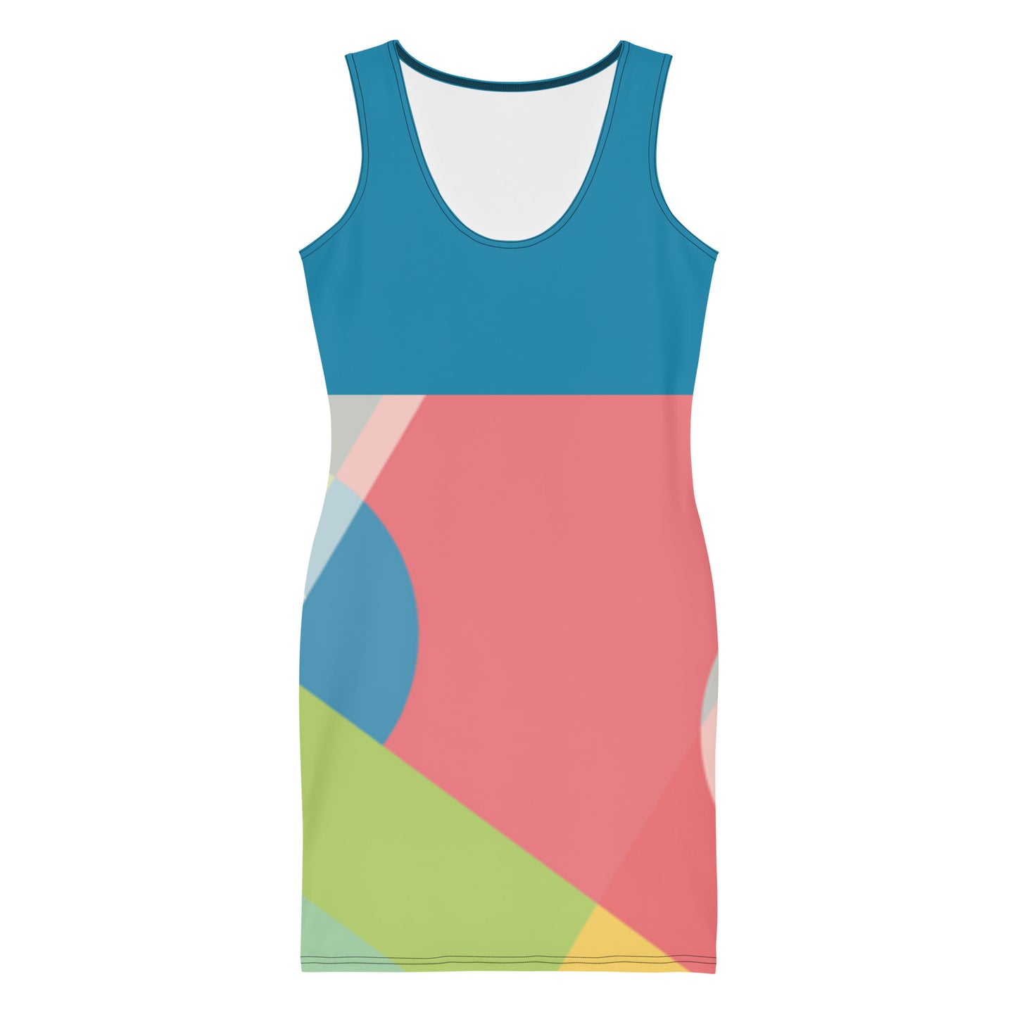 LuckeLadybug colorful sleeveless elegant bodycon dress for women with geometric pattern