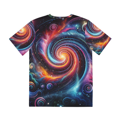 LuckeLadybug colorful galaxy print t-shirt with vibrant swirling cosmos design on back