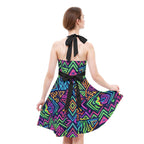 LuckeLadybug Colorful Fit & Flare Skater Dress with Bow Detail and Vibrant Patterns