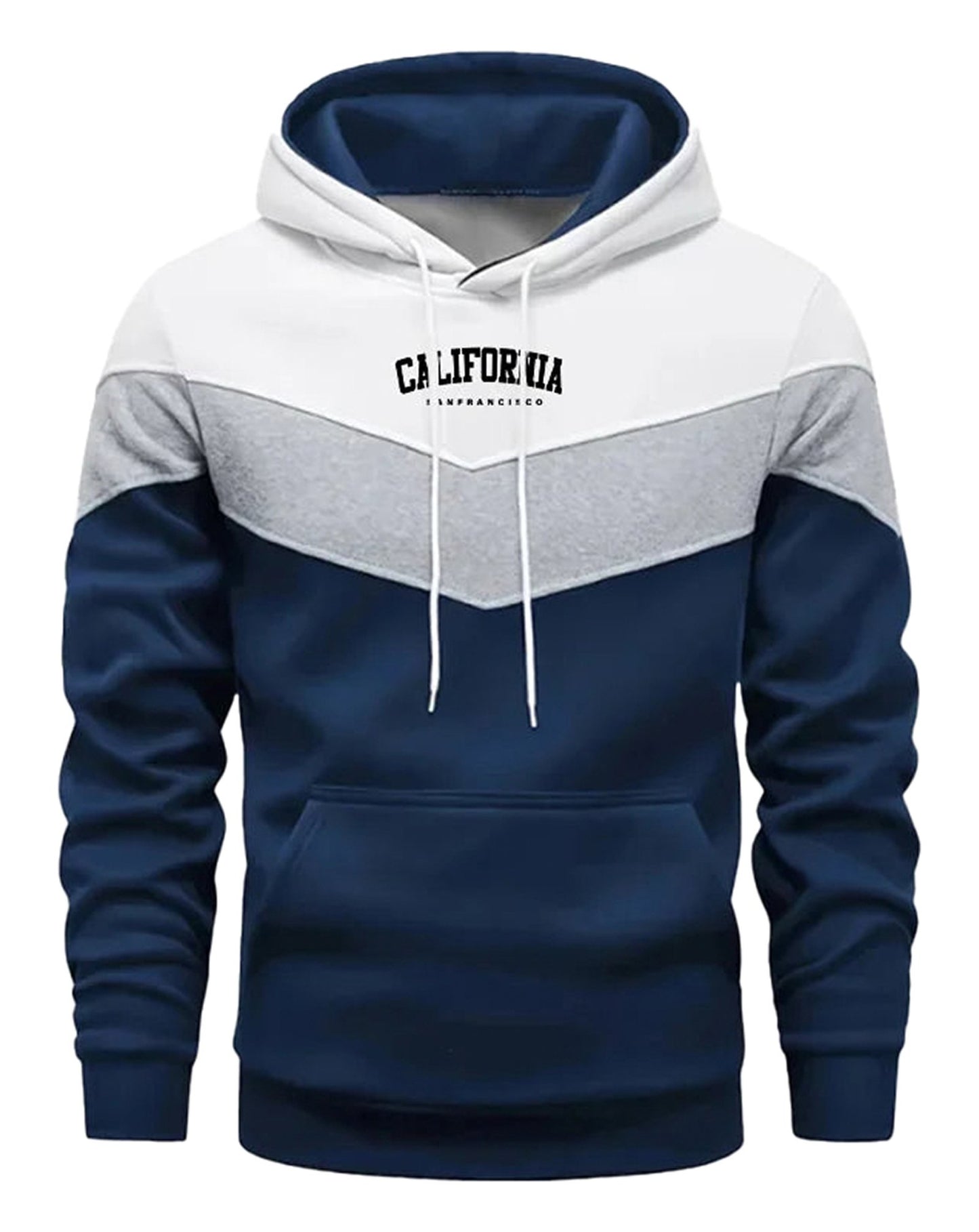 Comfortable men's tricolor hoodie with California graphic, perfect for casual outings