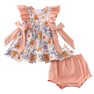 Floral Print Baby Ruffle Set