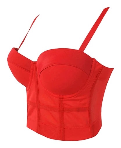 Red plus size mesh corset top for enhanced support and stylish wear