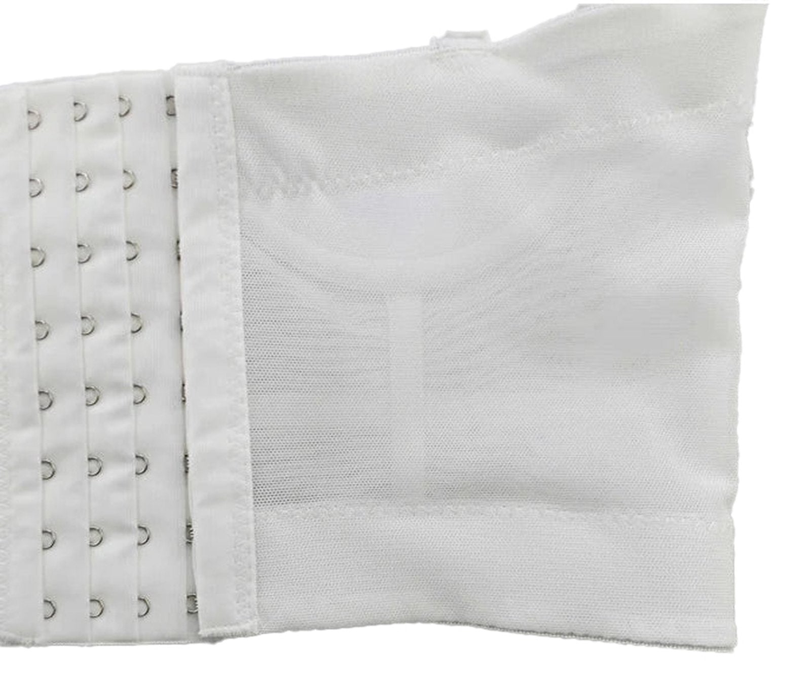 Close-up of a plus size mesh corset top showcasing hooks and breathable material