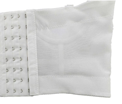 Close-up of a plus size mesh corset top showcasing hooks and breathable material