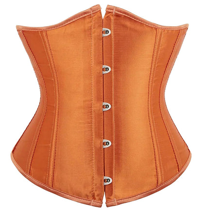 Stylish orange corset top for women with a lace-up back and elegant design